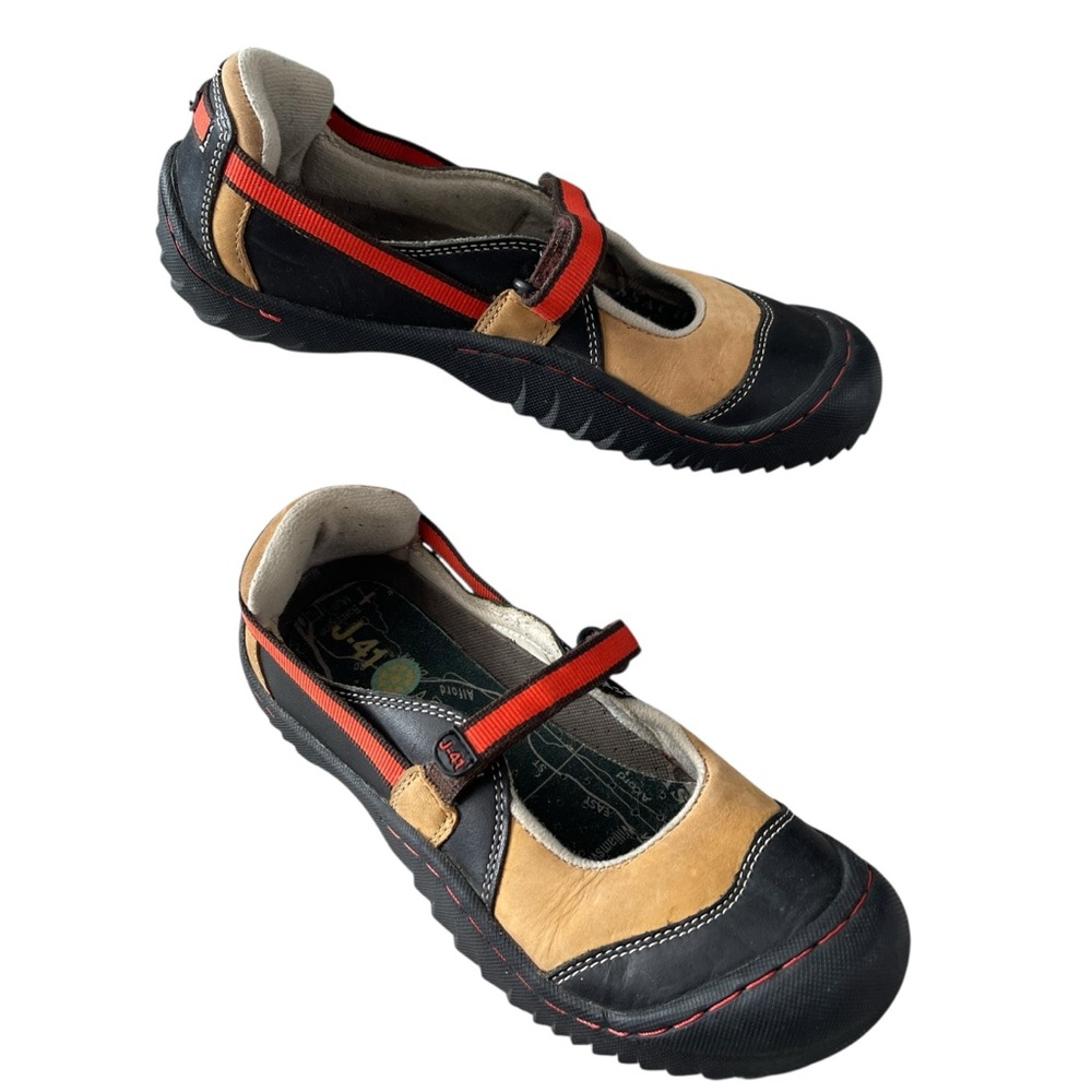 J-41 Jeep Adventure On Multi-Color Leather Flats Durable Shoes Women Size 7.5 M